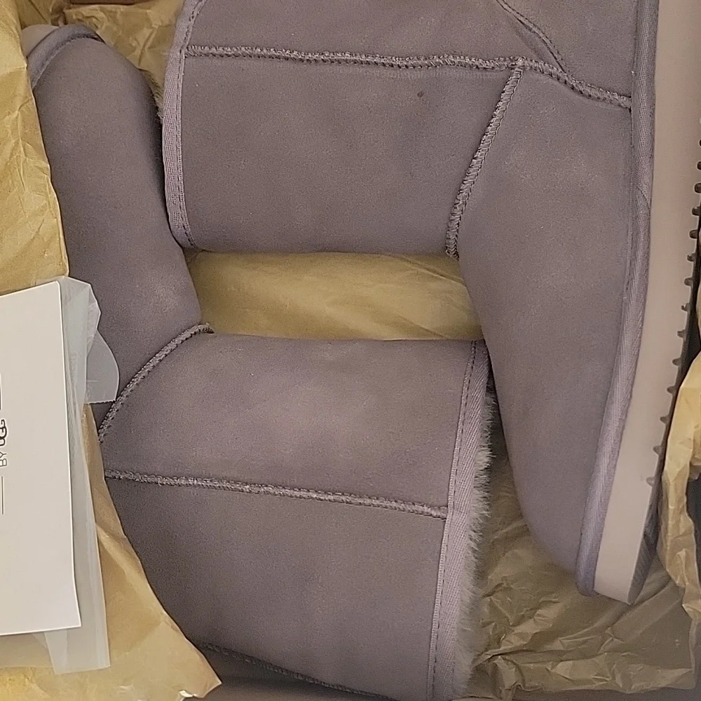 Koolaburra Gray Suede Mid-Calf Shearling Lined Winter Boots
